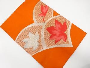 絽　青海波に紅葉模様織り出し　名古屋帯